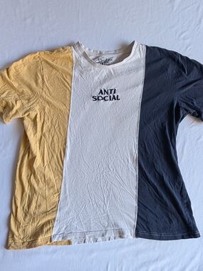 Eighty Eight Anti Social Colorblock Short Sleeve Tee - Yellow, White, Black